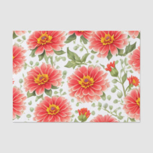 Floral Pattern Zinnia Flowers Tissue Paper