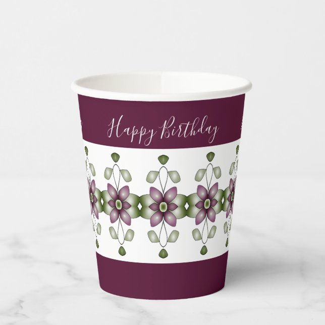 Floral Patterned Accented Paper Cups (Left)