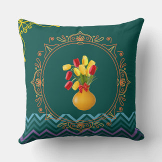 Floral-patterned cushion, Rose garden throw pillow