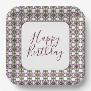 Floral Patterned Designer Square Paper Plate