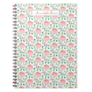 Floral patterned planner in pink and orange notebook