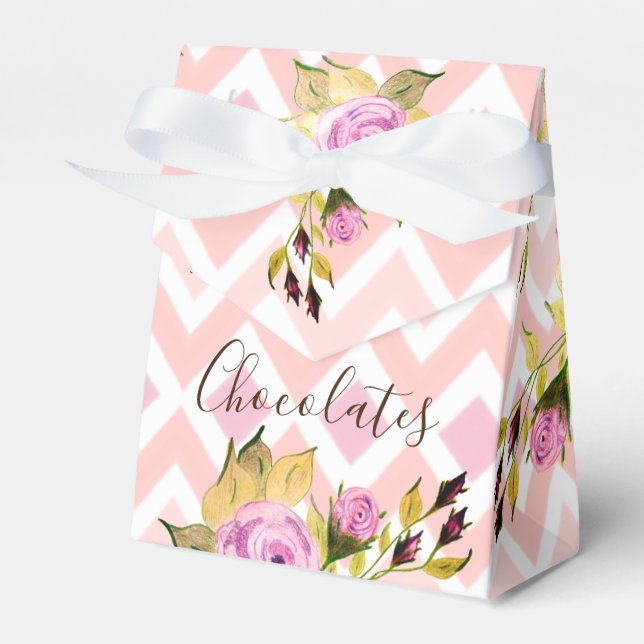 Floral Patterned With Pink Favour Box (Front Side)