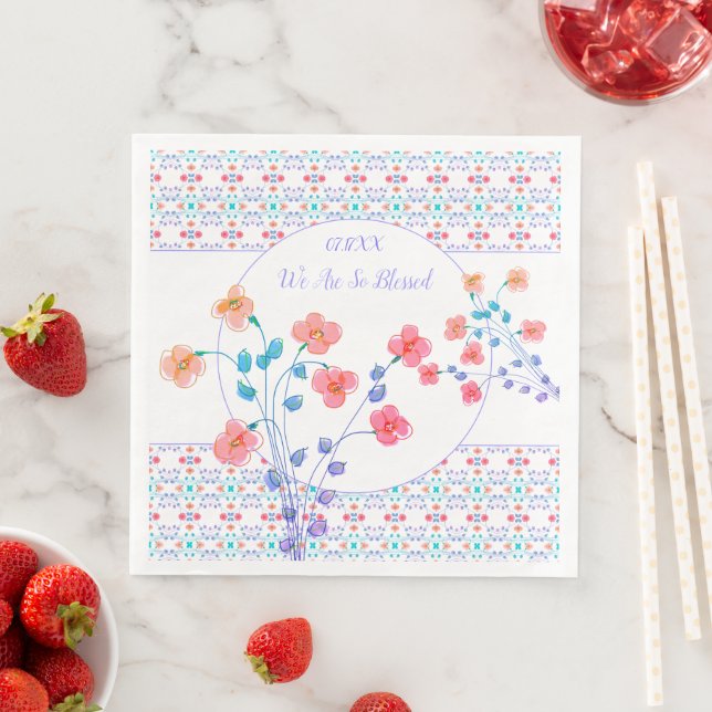 Floral Patterned With Typography For A Special Day Napkin (Insitu)