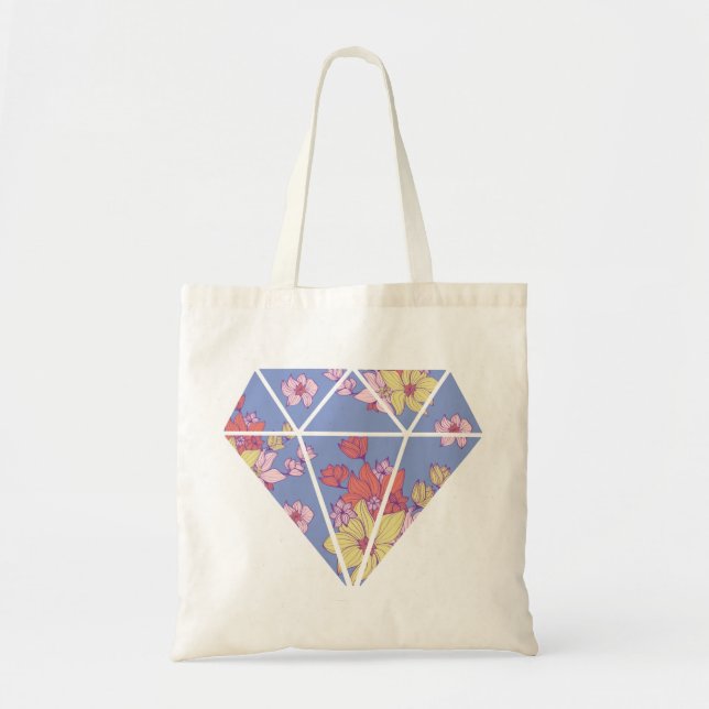 Floral patterns modern diamond shape tote bag (Front)