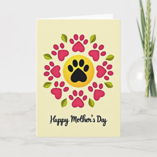 Floral Paw Mothers Day Best Card