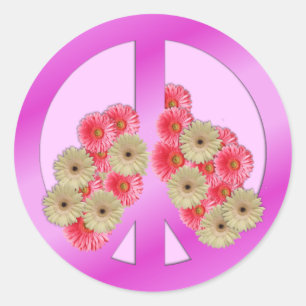 Floral peace classic round sticker
