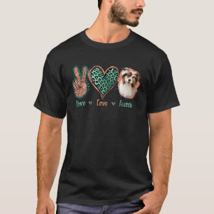 Floral Peace Love Aussie Dog Australian Shepherd D T-Shirt