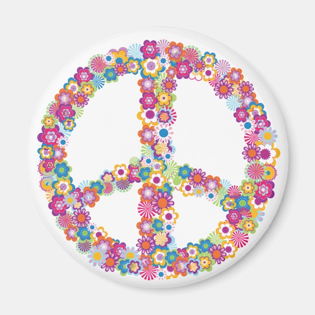 Floral Peace Sign Magnet (Front)