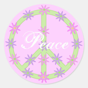 Floral Peace Sign Stickers