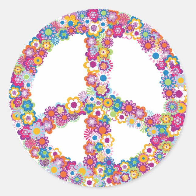 Floral Peace Sign Stickers (Front)
