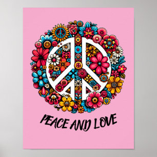 floral peace sign symbol colour illustration art