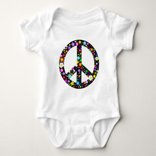 Floral Peace Symbol Baby Bodysuit