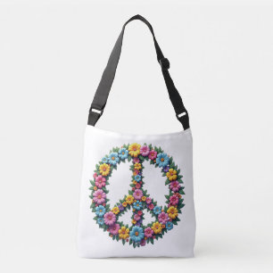 Floral Peace Symbol Crossbody Bag