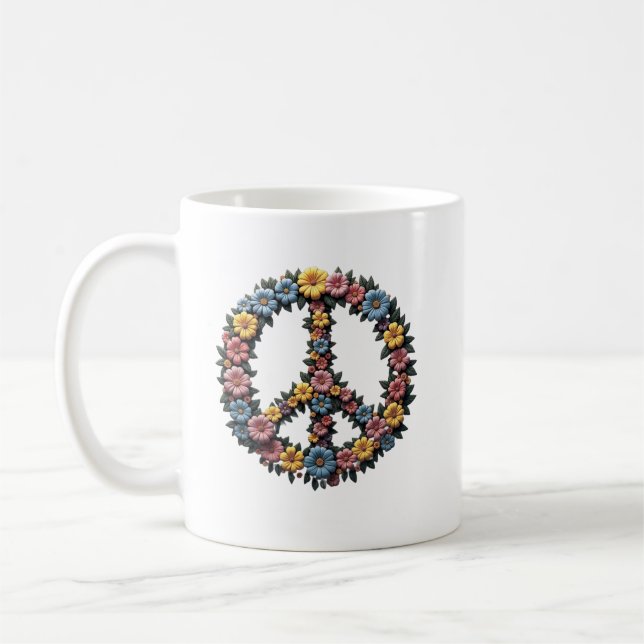 Floral Peace Symbol Mug (Left)