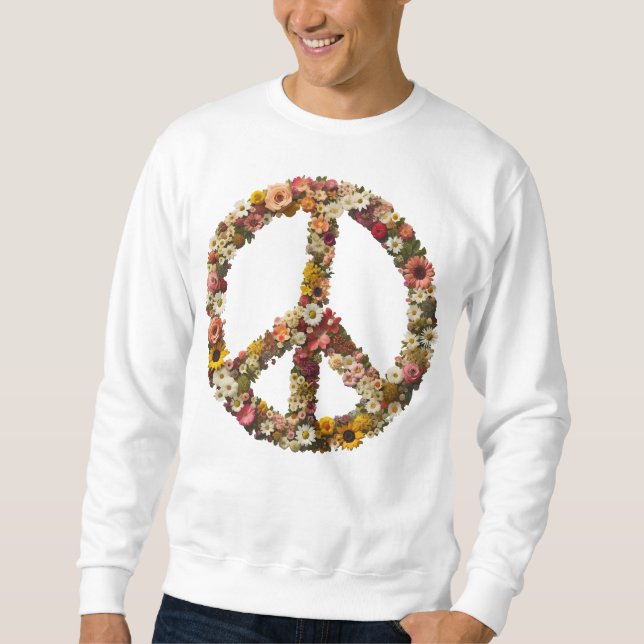 Floral Peace Symbol with Vibrant Flowers Sweatshirt (Front)