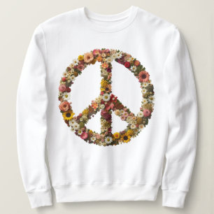Floral Peace Symbol with Vibrant Flowers Sweatshirt