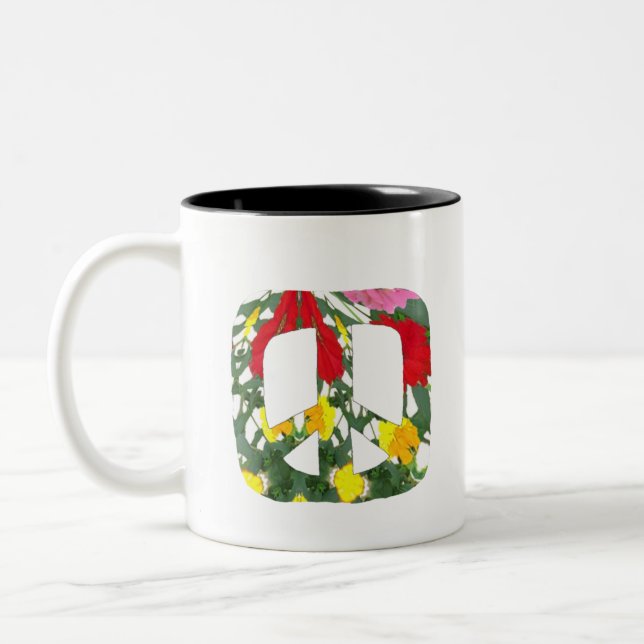 Floral Peace Two-Tone Coffee Mug (Left)