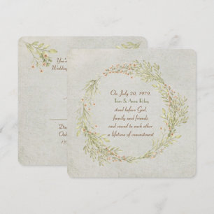 floral peach and green leafy wreath Vow Renewal Invitation