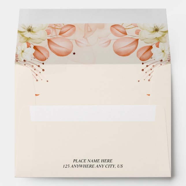 Floral Peach and Orange Wedding Envelope (Back (Bottom))