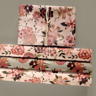Floral Peach Botanical Decoupage Gift Wrapping Paper Sheet