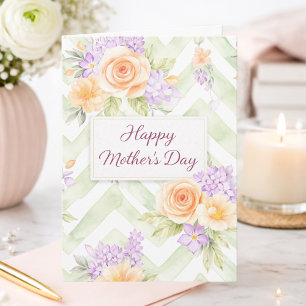 Floral Peach Lavender Sage Happy Mother's Day Card