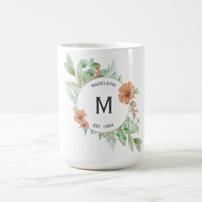 ‘Floral peach’ mug - Personalised gift (Center)