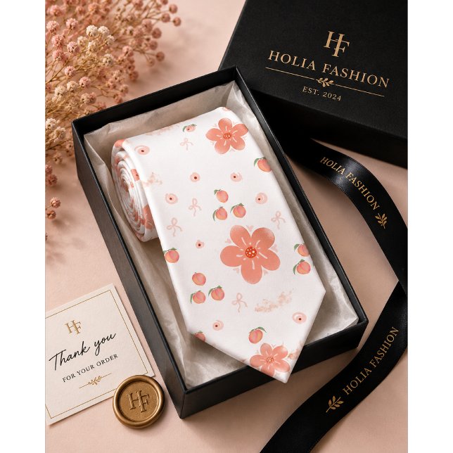 Floral Peach Pattern Tie (Creator Uploaded)