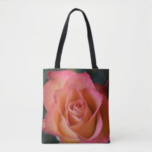 Floral Peach Pink Rose Tote Bag