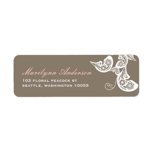 Floral Peacock Boho Chic Wedding Address Labels (Front)