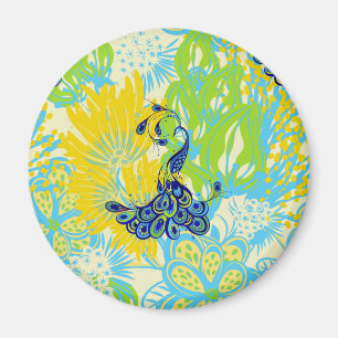 floral peacock magnet