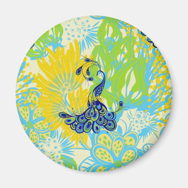 floral peacock magnet (Front)