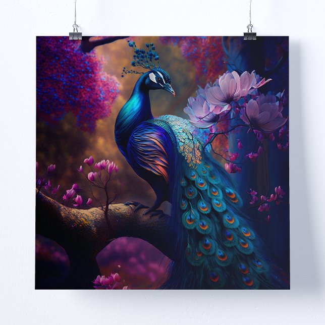 Floral Peacock Wall Art Poster (Creator Uploaded)