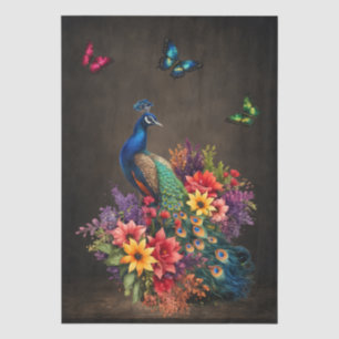 Floral Peacocks & Butterflies Decoupage Tissue Paper