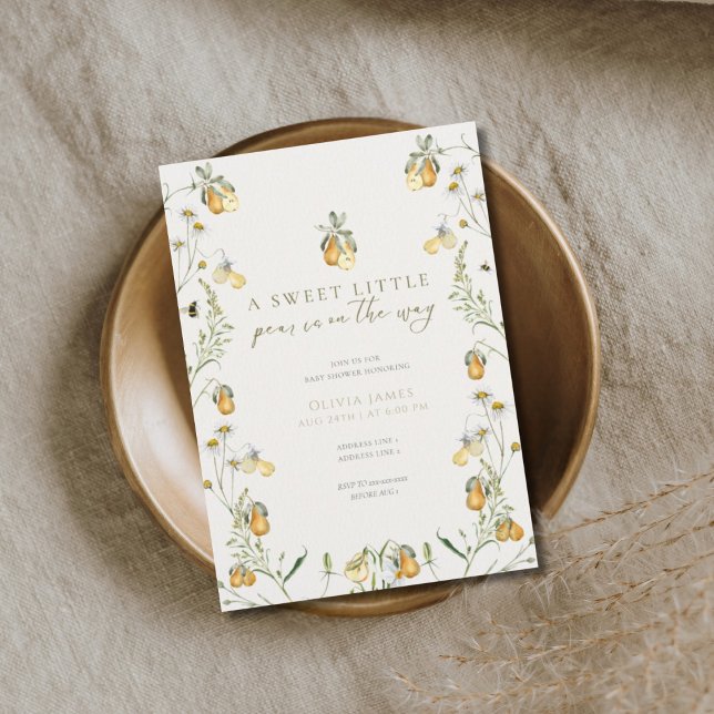 Floral pear baby shower invitation (Creator Uploaded)