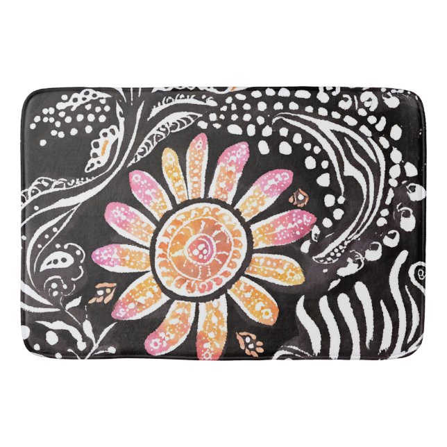 Floral Pearls AI art  Bath Mat (Front)