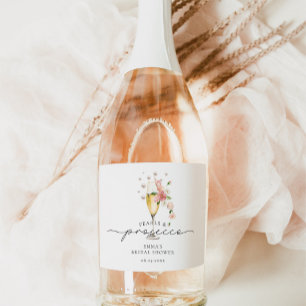 Floral Pearls & Prosecco Bridal Shower Favour Sparkling Wine Label