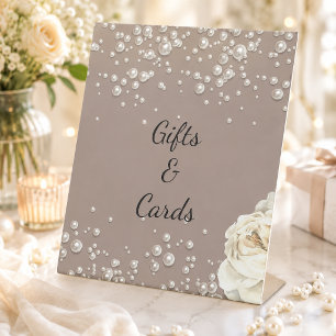Floral pearls welcome sign bridal shower