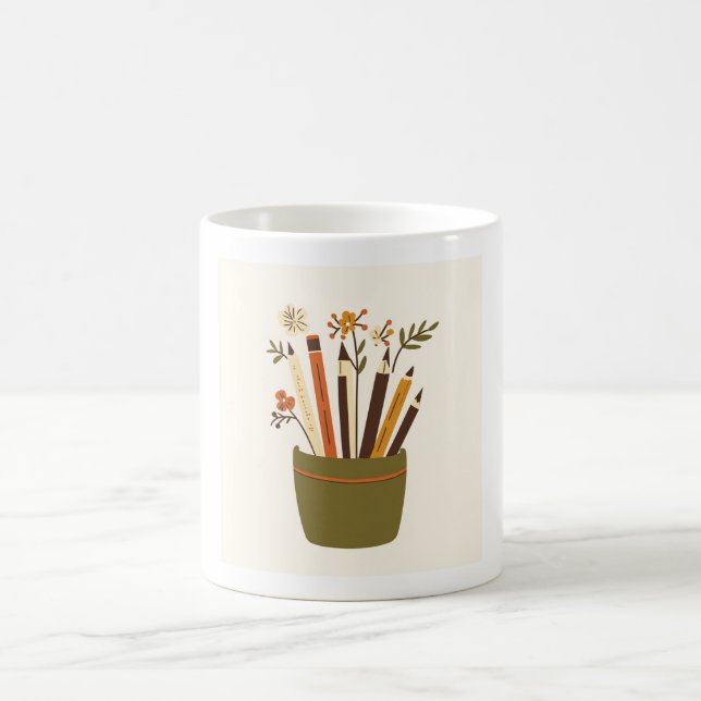 Floral Pencil Pot Aesthetic Mug (Center)