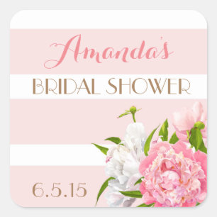 Floral Peonie Pink Bridal Shower Favour Tags