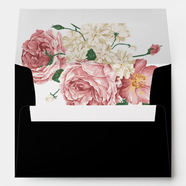 Floral Peonies and Roses 5x7 Invitation Envelope (Back (Bottom))