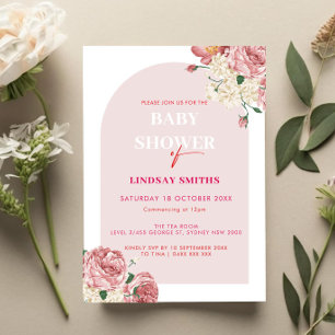 Floral Peonies and Roses Baby shower Invitation
