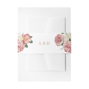 Floral Peonies and Roses Invitation Belly Band