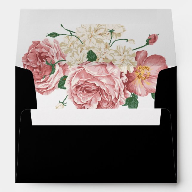 Floral Peonies and Roses return address Envelope (Back (Bottom))