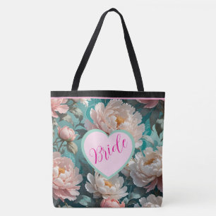 Floral Peonies multi Print Bride Tote Bag