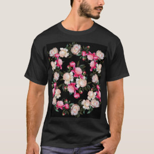 Floral Peonies Watercolor Painting Background T-Shirt