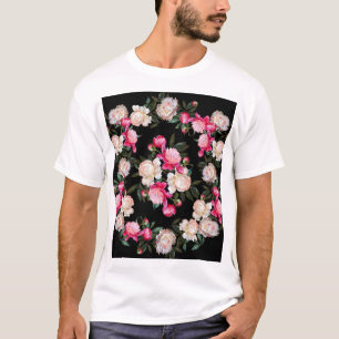 Floral Peonies Watercolor Painting Background T-Shirt