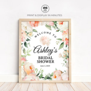 Floral Peony Bridal Shower Welcome Sign