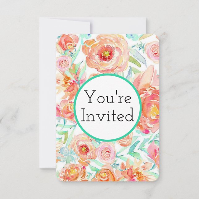 Floral Peony Invitations (Front)
