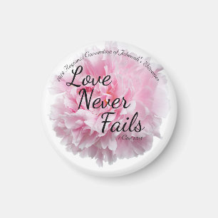 Floral Peony Love Never Fails JW Convention Magnet