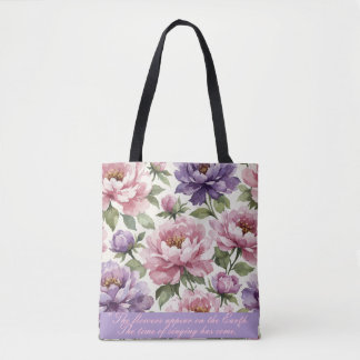 Floral Peony Personalized Tote Bag